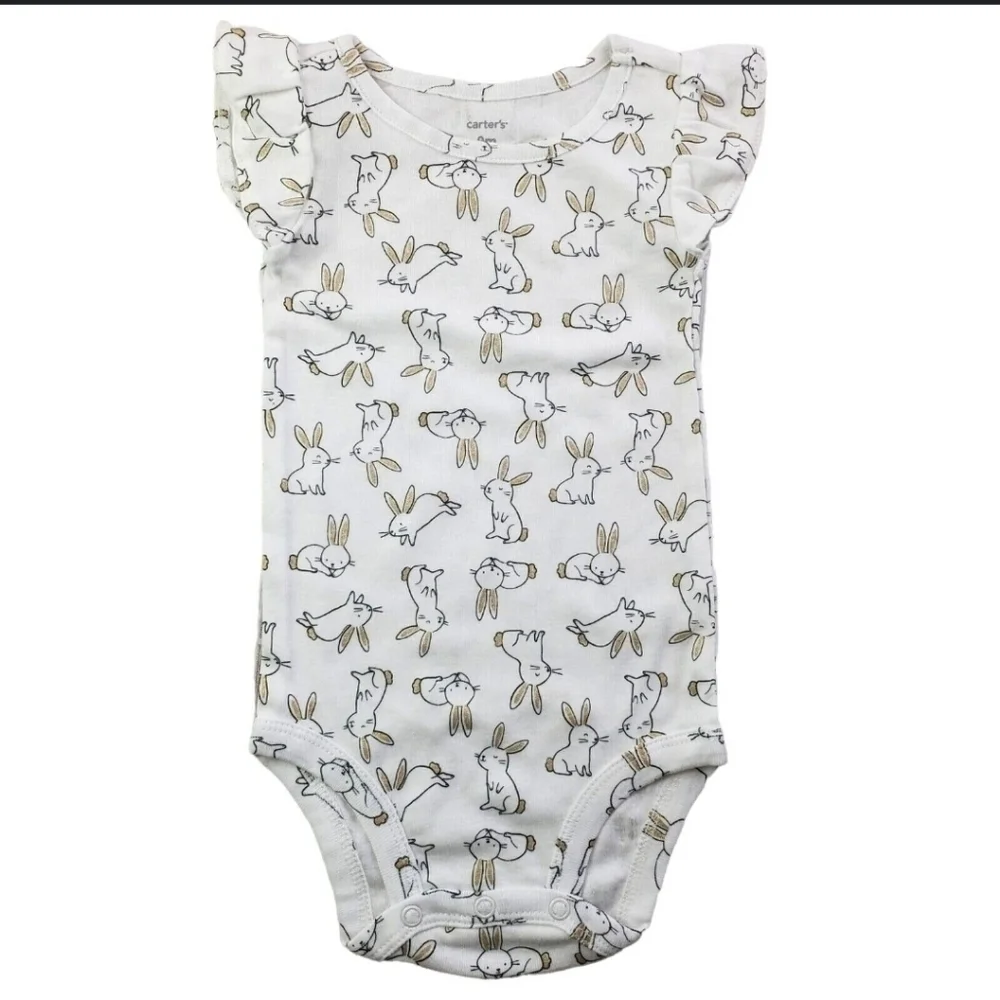 Carter's Baby Girl Infants Size 6m Bunny Rabbit Bodysuit Easter Spring Cotton